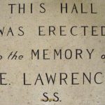 Plaque with wording dedicating outpatients hall to memory of T E Lawrence