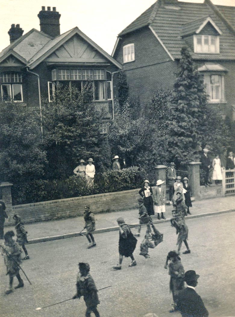 Salisbury Peace Parade, 1919 – ‘The Dim Past’, children dressed in stone-age costume