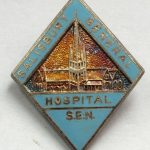 Diamond shaped badge with Salisbury Cathedral