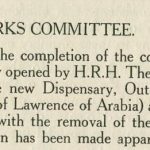 Works committee entry in Infirmary Annual Report 1937