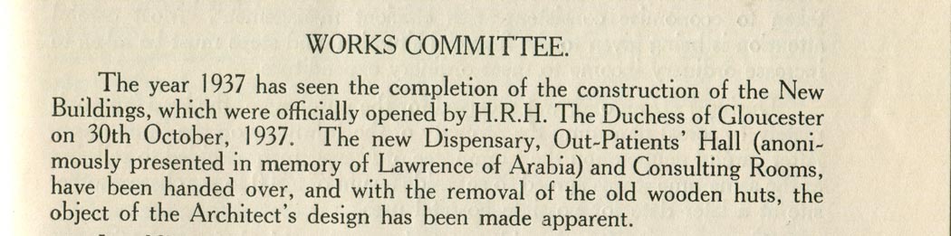 Extract from Salisbury General Infirmary Annual Report 1937