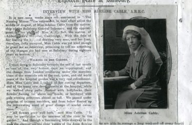 Photocopy of nursing times in 1925 with photograph of nurse in uniform