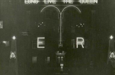 ER & Long live the queen in lights front of Infirmary