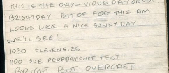 Diary notebook page with pencil handwriting