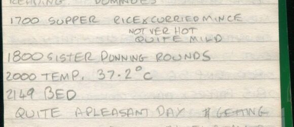 Diary notebook page with pencil handwriting