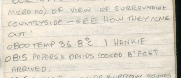 Diary notebook page with pencil handwriting
