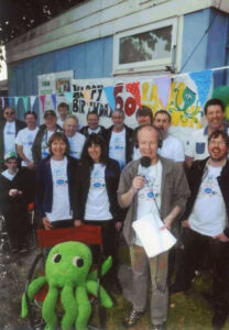 colour photograph of group of people outside Radio Odstock in 2013