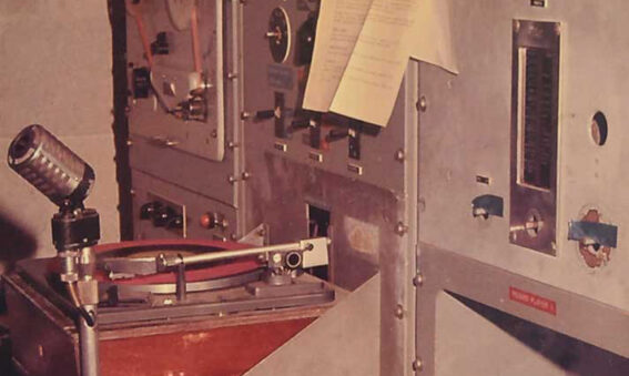 Colour photograph of early radio station equipment