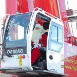 Crane operator dressed as Father Christmas