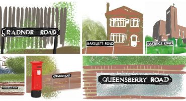 montage of digital drawing of hospital ward street names