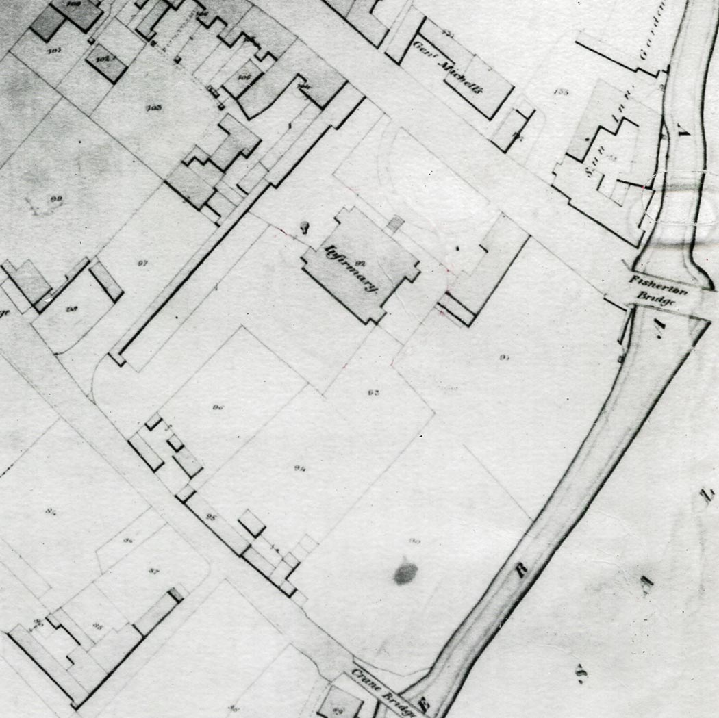 SGI location near Fisherton Bridge on map 1843