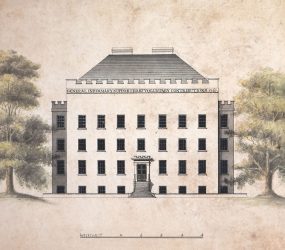 Drawing of front elevation of Infirmary
