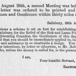 Letter sent to Noblemen and Gentlemen within 30miles of Salisbury requesting donations for new hospital from Earl Radnor