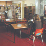 Colour photograph showing inside of healthcare library