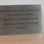 Colour photograph of a plaque in memory of Dorothy Boulter nurse tutor 1959-1972