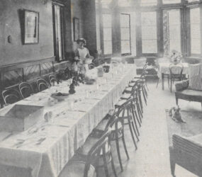 Women’s dining room (notice the dog on the rug warming itself in front of the fire!)