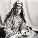 T. E. Lawrence dressed in Arabian robes