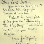 Letter from Florence Nightingale to Lord Dillon arranging a meeting