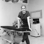 Jeanne Yates next to operating table