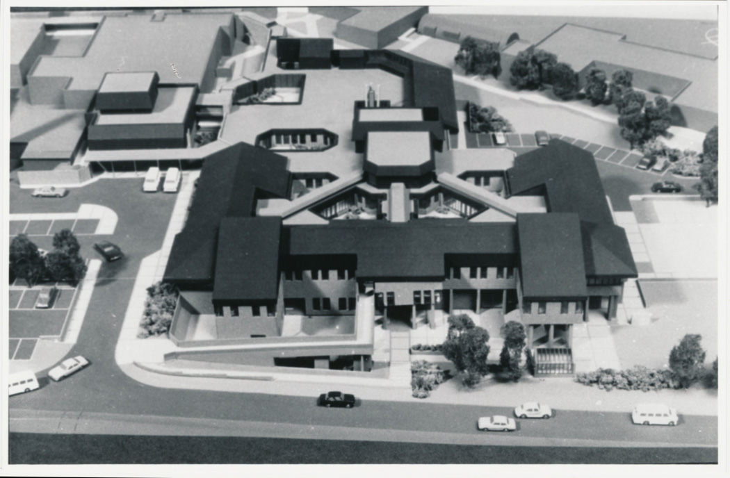 photograph of architects model, Spinal Injuries Treatment centre, 1984
