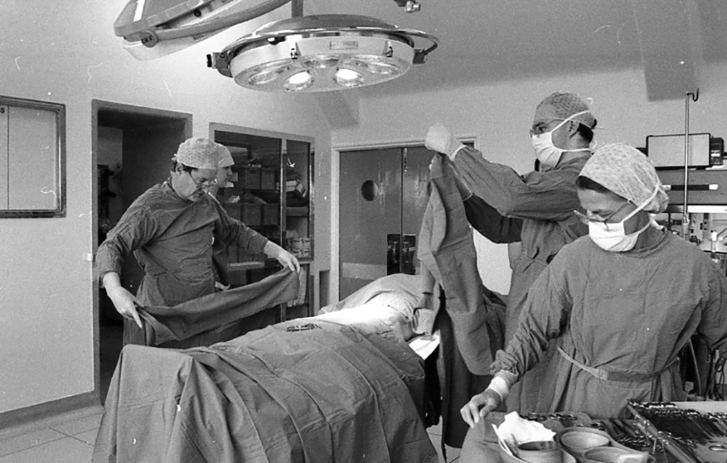 Salisbury General Infirmary theatre during operation