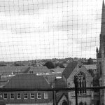 rooftop view of church spire in Fisherton Street