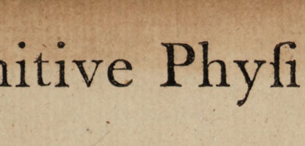 Close up text of Primitive Physick book