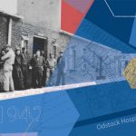 montage of wartime hospital images, soldiers outside canteen, site plans