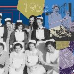 montage of nursing staff and hospital site plan from early 50s